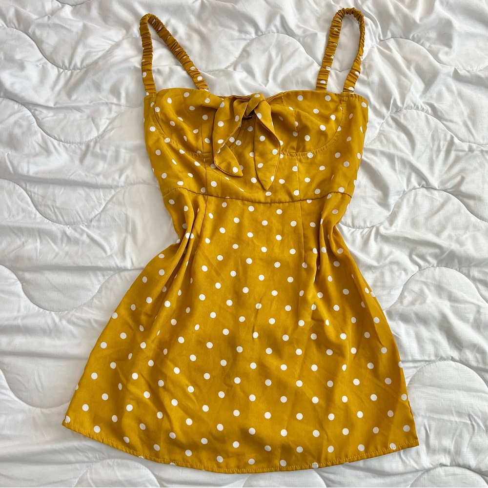 Zaful yellow polka dot mini dress